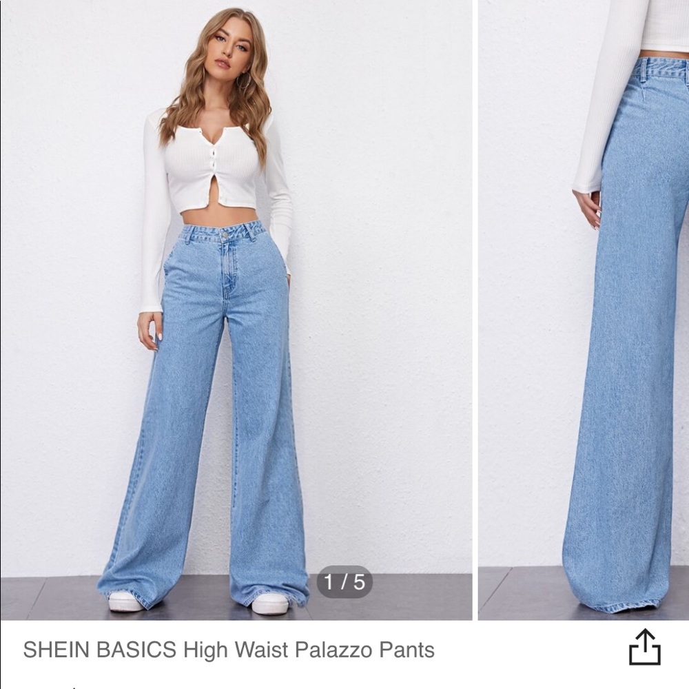 SHEIN BASICS High Waist Palazzo Pants - ALL 3
